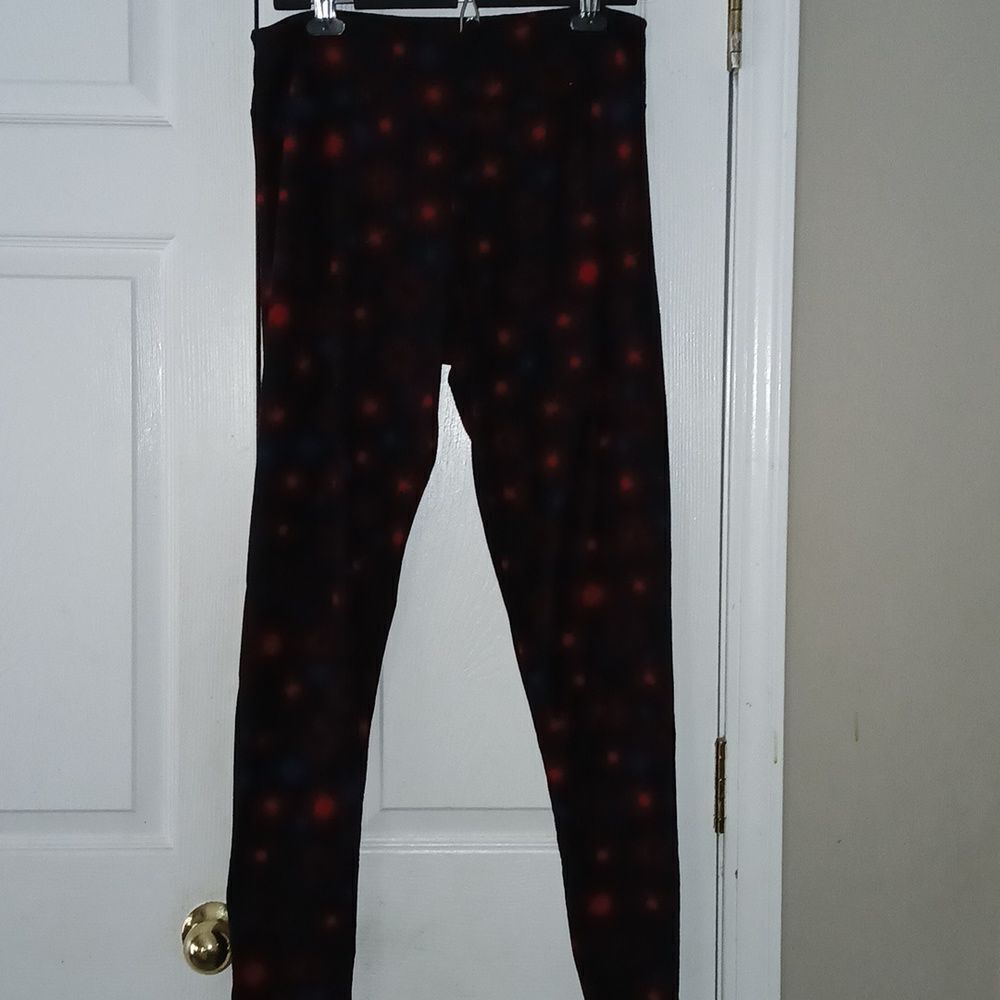 LuLaRoe Fireworks Americana Patriotic Leggings Black Blue Red  Tall Curvy